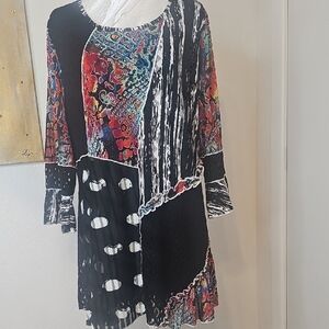 Black Multi-Color Patchwork Mini Dress